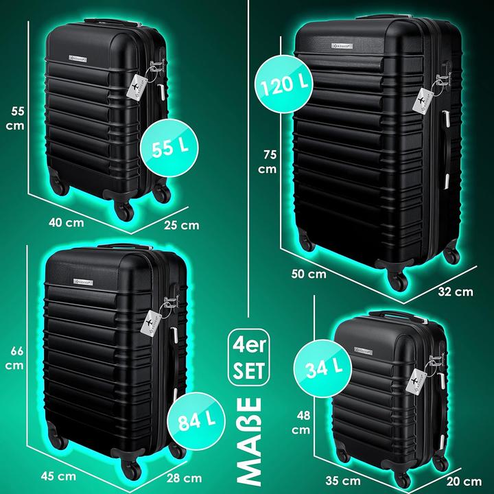 Image du produit Kesser Ensemble de valises rigides (120 l, Bagage à main (jusqu'à 50l), M (50 - 90l), L (90 - 115l), XL (à partir de 115l))