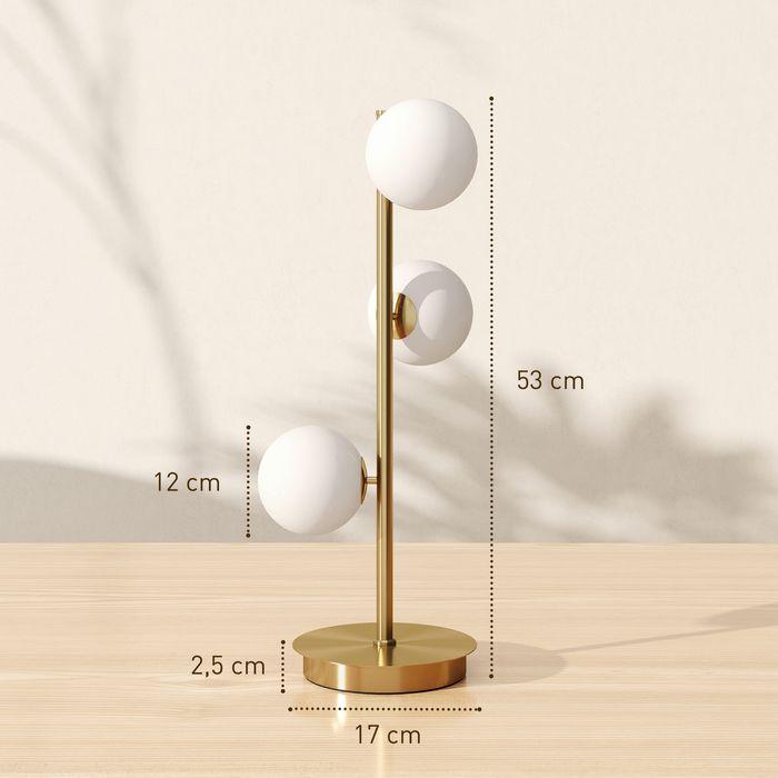 Actual product image Swisshandel24 Tischlampe Tischleuchte mit 3 Kugelschirmen, stabiler Stahlfuss, 24x24x53cm, Messing (G9)