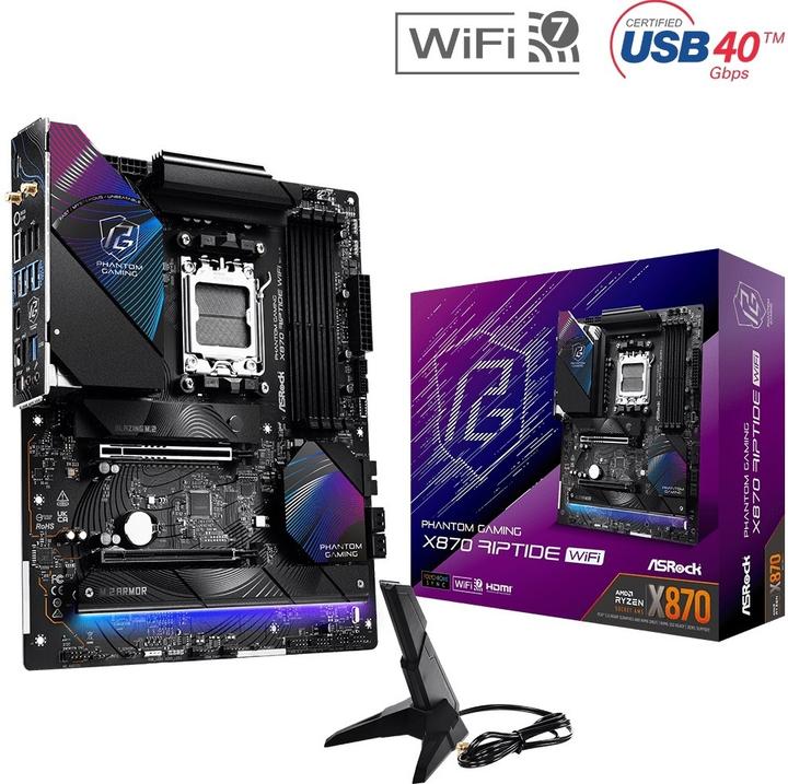 Productafbeelding AsRock MB AMD AM5 X870 Riptide WiFi (AM5, AMD X870, ATX)