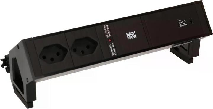 Actual product image Bachmann Desk socket strip DESK 2, 2x T13, 1x USB C 60W, Black (2x, Type 13)