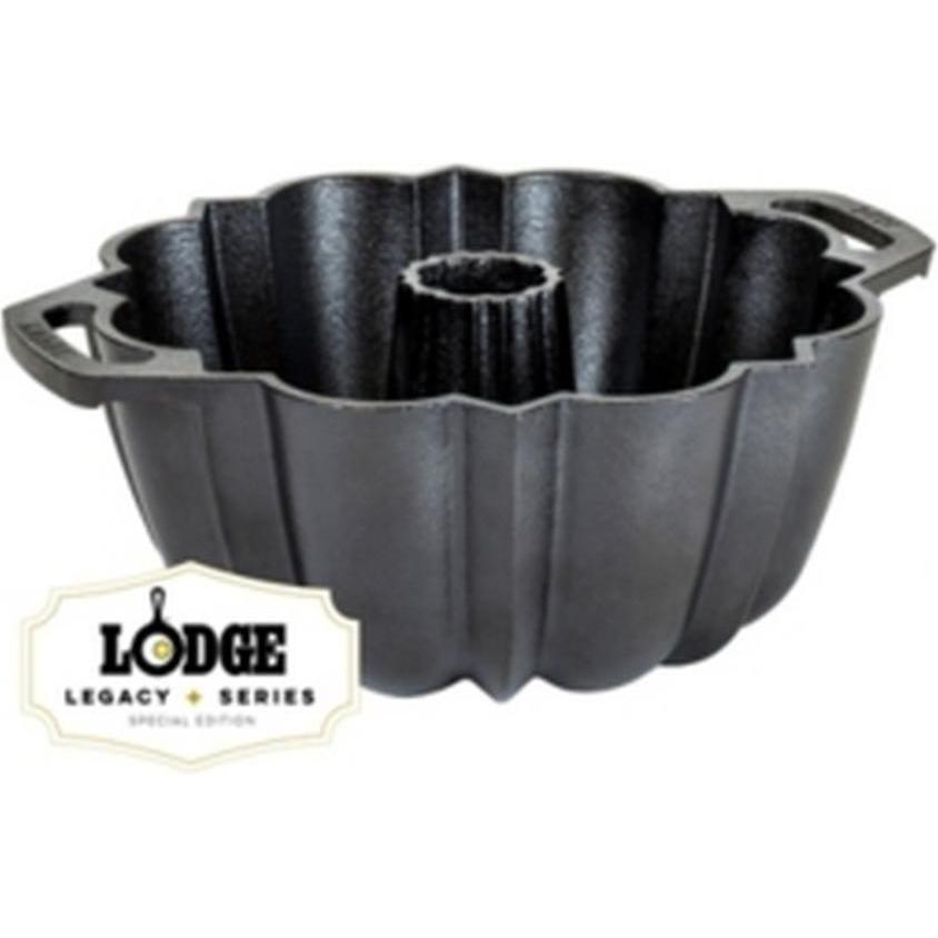 Lodge Forma żeliwna do babki LEGACY, Teglia + Stampi da forno, Nero