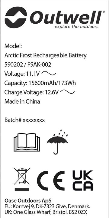 Actual product image Outwell Arctic Frost Rechargeable Battery