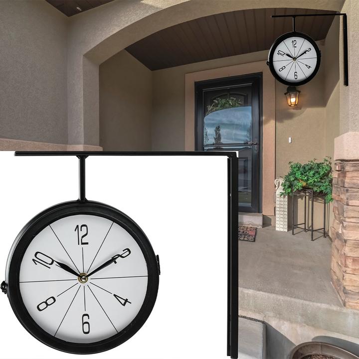 Actual product image Koopman Wall clock in railway station clock design, double-sided, Ø 20cm (20 cm)