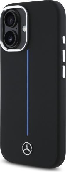 Actual product image Mercedes MEHMP16S23SUMBK iPhone 16 6.1" czarny/black hardcase Silicone Blue Stripe MagSafe (Apple iPhone 16)