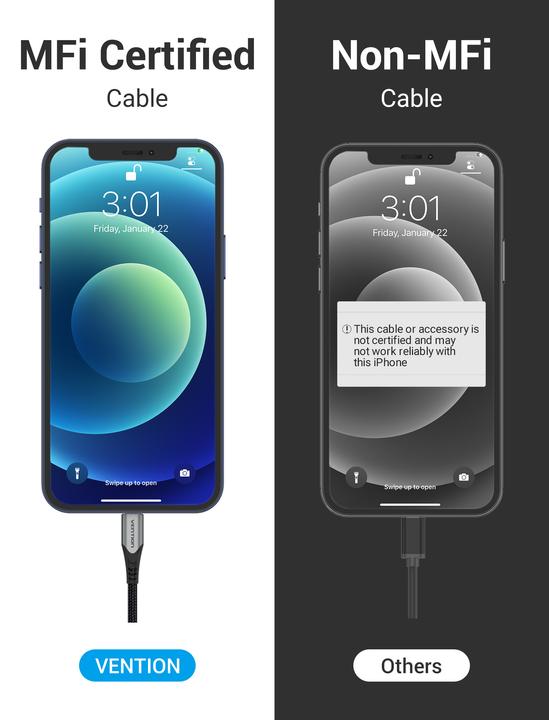 Image du produit Vention USB 2.0C vers Lightning 1.5M avec PD/MFi (1.50 m, USB 2.0)
