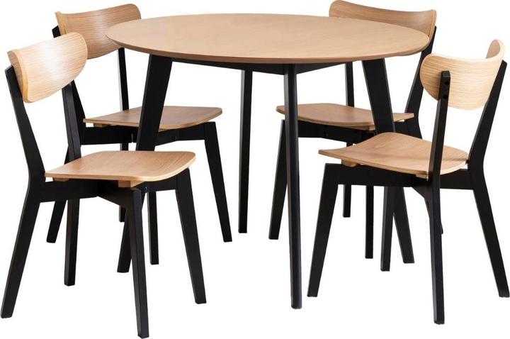 Gestell matt schwarz SH Lack Rubberwood, Tischplatte Eiche SH Lack Furnier