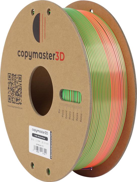 Productafbeelding Copymaster3D Tri-Silk 3D Printer Filament, 1.75 mm, blue/green/orange (PLA, 1.75 mm, Veelkleurig)