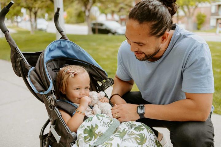 Actual product image little unicorn Cotton Muslin Baby Blanket - Tropical Leaf (120 x 120 cm)