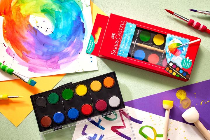 Image du produit Faber-Castell Kit d'aquarelle 12 couleurs avec pinceau