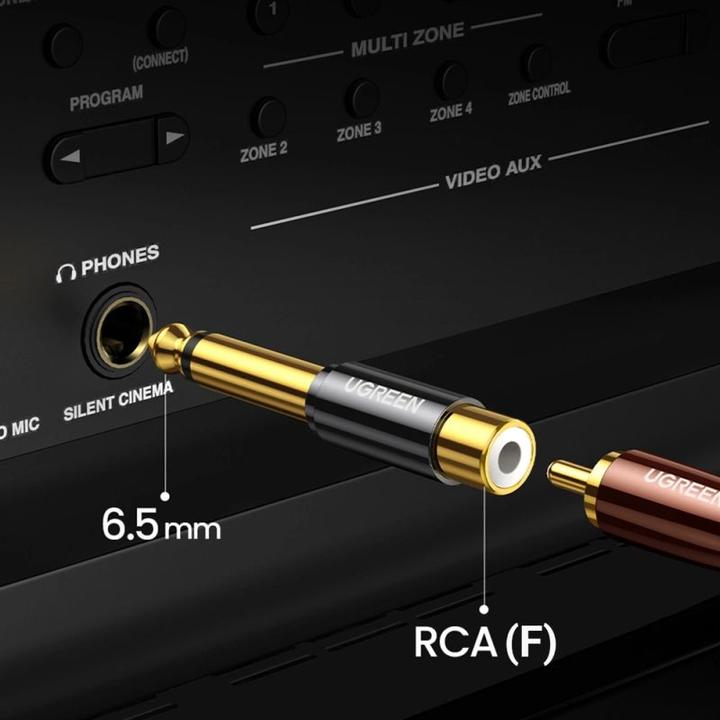 Actual product image Ugreen 6.35 mm jack plug to RCA cinch socket adapter (Jack adapter)