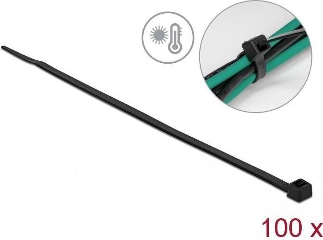 Produktbild Delock Kabelbinder hitzebeständig L 380 x B 4,8 mm schwarz 100 Stück (Klettkabelbinder, 380 mm, 100 Stk.)