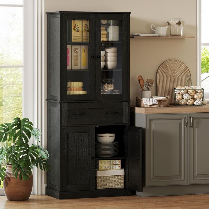 Produktbild Homcom Küchenschrank MDF, Spanplatte Schwarz