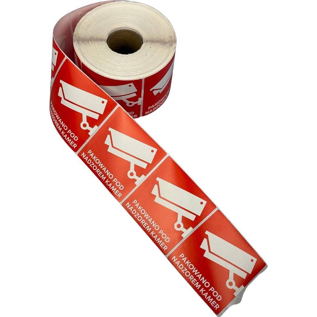 Bestpak, Etiketten, BSTech Selbstklebeetikett „Verpackt unter Kameraüberwachung“ 80x80 mm 1000 Stk.