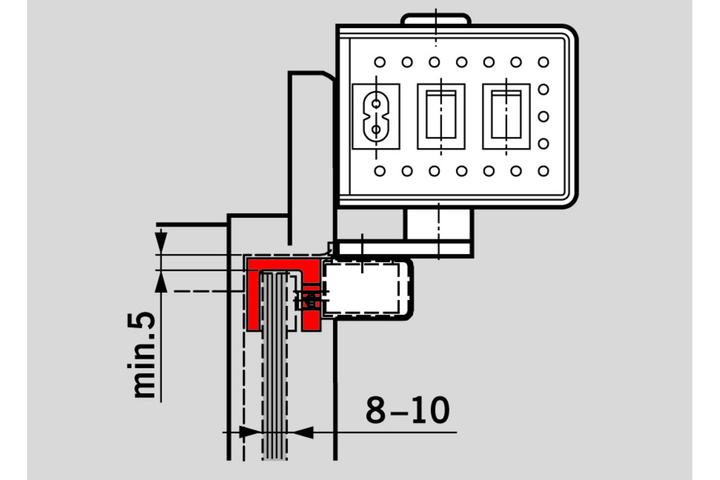 Actual product image Dormakaba Glass door shoe for slide rail PORTEO (Room door, Entrance door, Wooden door, French window, Indoor)