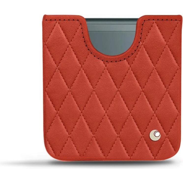 Noreve Custodia in pelle per Samsung Galaxy Z Flip3 (Samsung Galaxy Z Flip3), Cover smartphone, Arancia