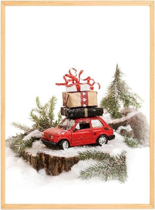 Wallxpert Weihnachtsbild Auto mit Geschenke