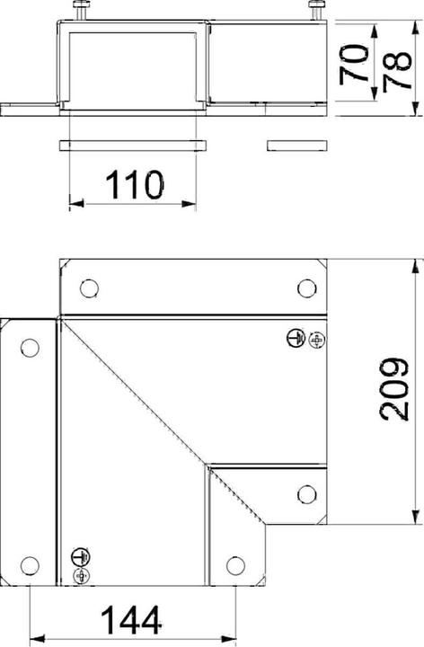 Produktbild OBO Bettermann OBO BSKM-FW 0711 Flachwinkel f. Wand- u. Deckenmontage 70x11 (20.90 cm)
