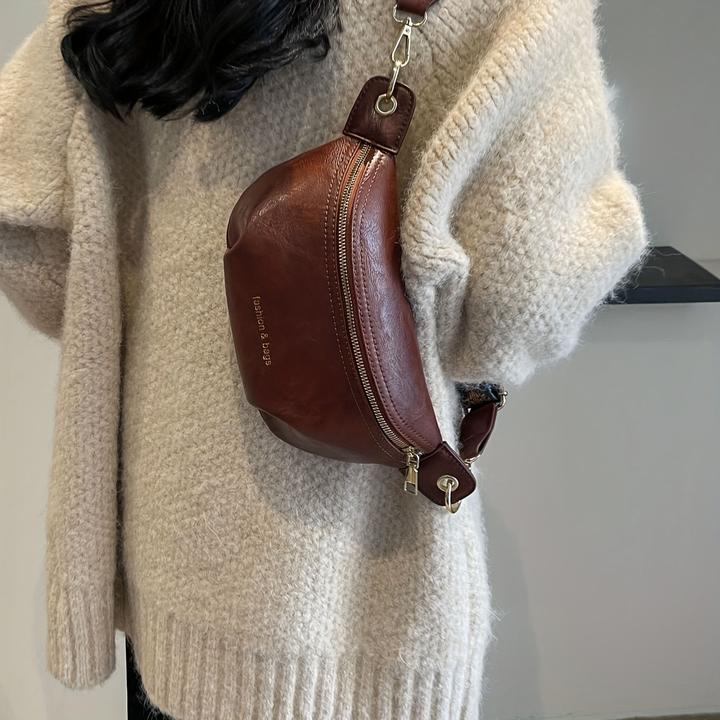 Produktbild Only-Bags.Store Einfarbige Vintage-Brusttasche, Retro-Umhängetasche, lässige Damen-Hüfttasche und Gürteltasche