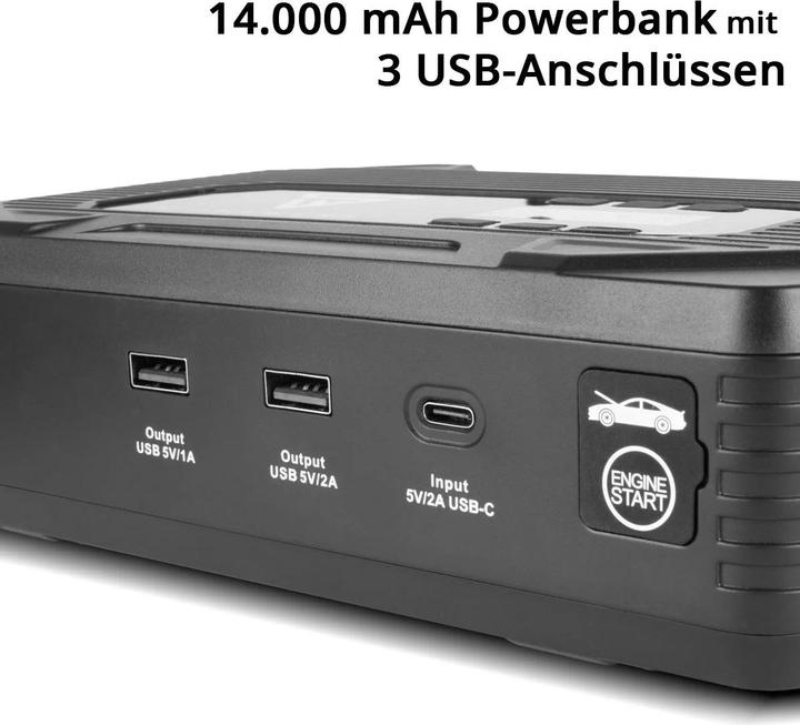 Actual product image Stahlwerk PB-1400 ST Powerbank Starthilfe 400 A 14.000 mAh Benzin- Dieselmotoren USB-Ladegerät (400 A, 14000 mAh)