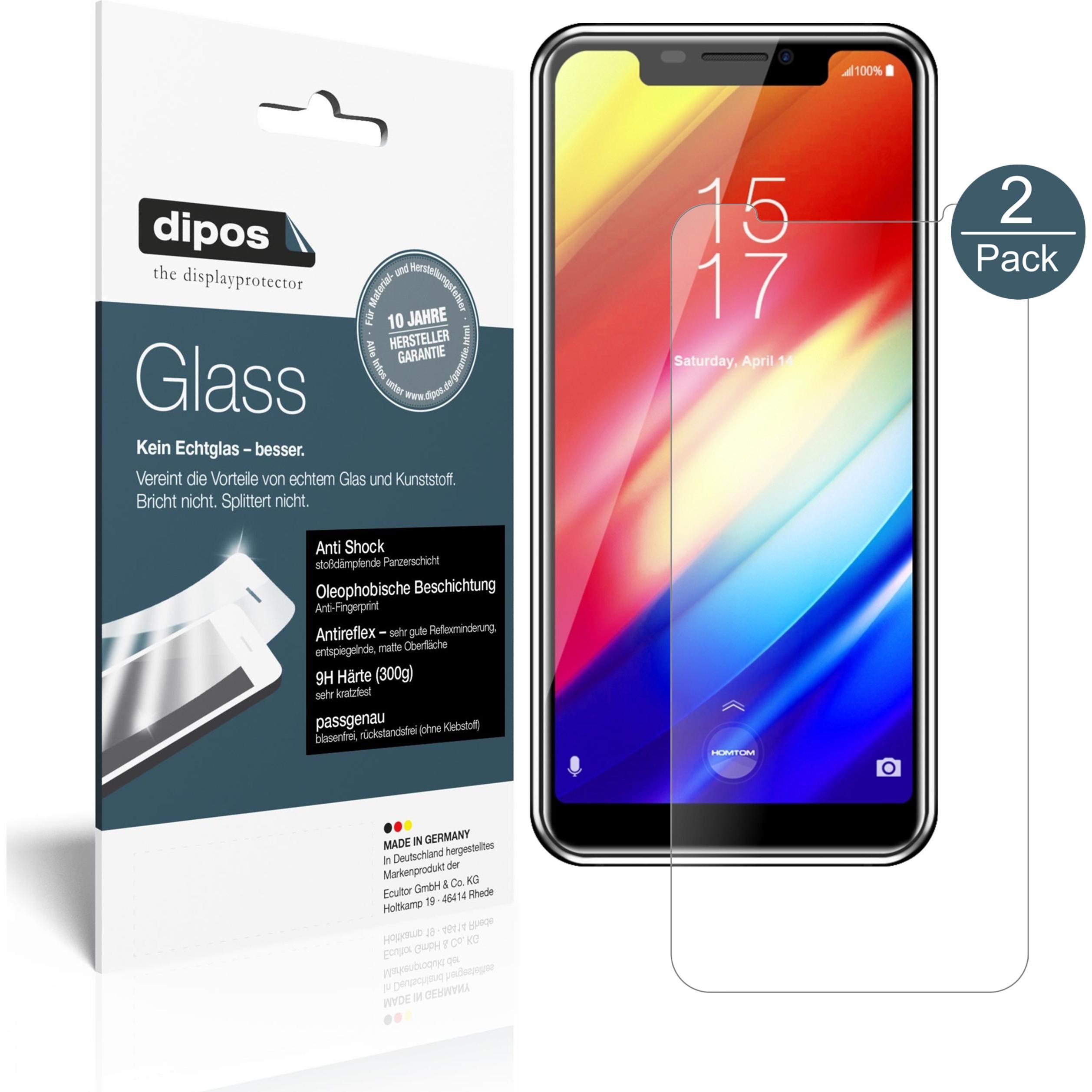 Dipos Displayschutz Anti-Shock (2 Stück, HomTom H10), Smartphone Schutzfolie, Transparent