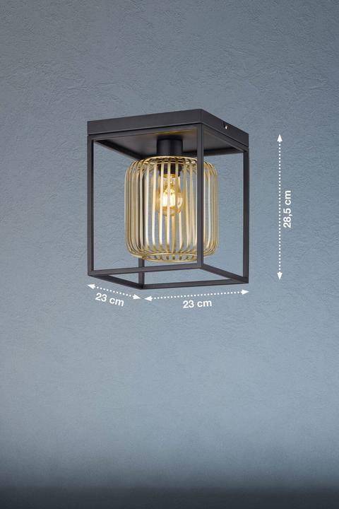 Produktbild Fischer & Honsel Honsel Caydo Deckenleuchte E27 metallschirm goldfarben sandschwarz 21294
