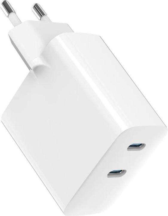Actual product image Havit - Wall Charger (UC45 EU) - 2x USB-C, GaN, 45W - White (45 W, 2 ports)