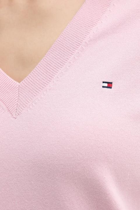 Produktbild Tommy Hilfiger Damen CO Jersey Fine GG V-Ausschnitt Langarm Pullover (S)