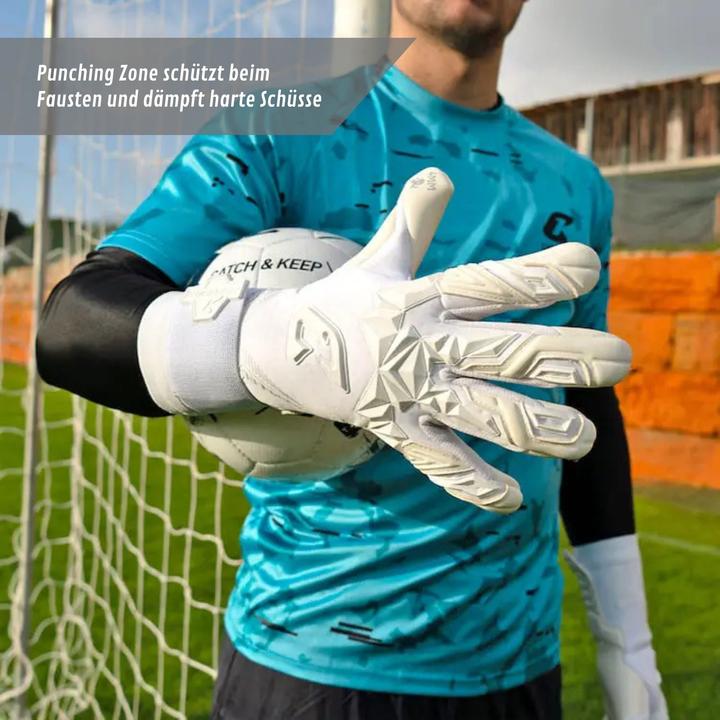 Produktbild Catch & Keep Fussballhandschuhe Pulse X All White Gr. 10 Torwart Goalie Handschuhe (10)