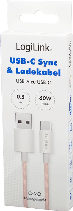 Productafbeelding LogiLink USB A – USB C (0.50 m, USB 2.0, 60 W)