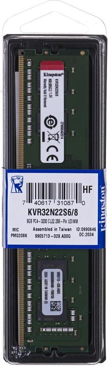 Actual product image Kingston ValueRAM DDR4 (1 x 8GB, 3200 MHz, DDR4-RAM, DIMM)
