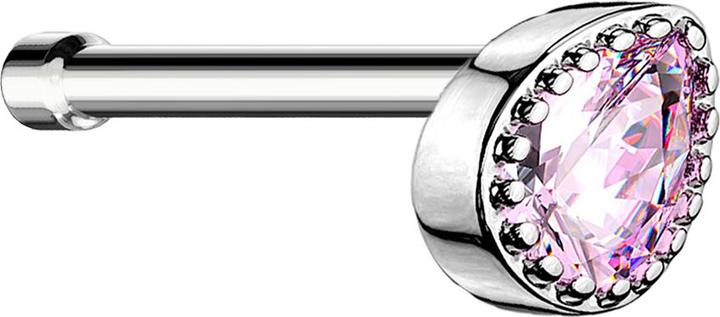 Immagine prodotto Star Piercing Borchia da naso dritta in argento con gocce di cristallo rosa (Ottone, Acciaio chirurgico 316L)