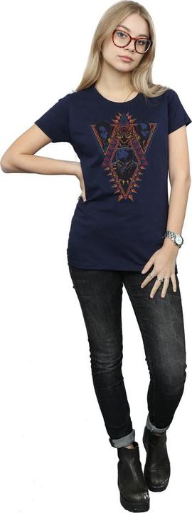 Actual product image Womens/Ladies Black Panther Tribal Heads Cotton T-Shirt (XL)