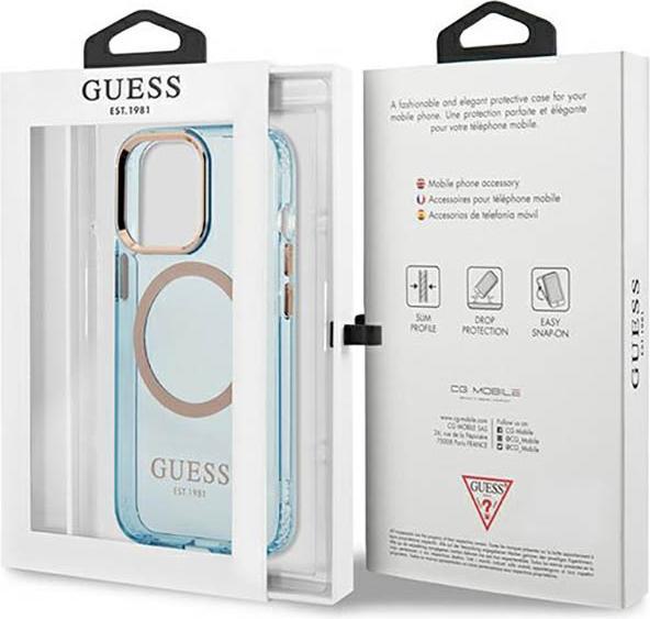 Produktbild Guess GUHMP13LHTCMB iPhone 13 Pro / 13 6,1" niebieski/blue hard case Gold Outline Translucent MagSaf (Apple iPhone 13 Pro)