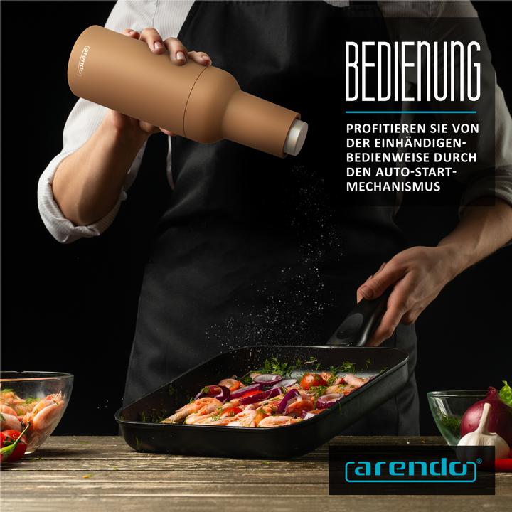 Produktbild Arendo Salzmühle & Pfeffermühle 2er Set, Salz und Pfeffer Mühle elektrisch, einhändig, Batteriebetrieben (Salz, Pfeffer)