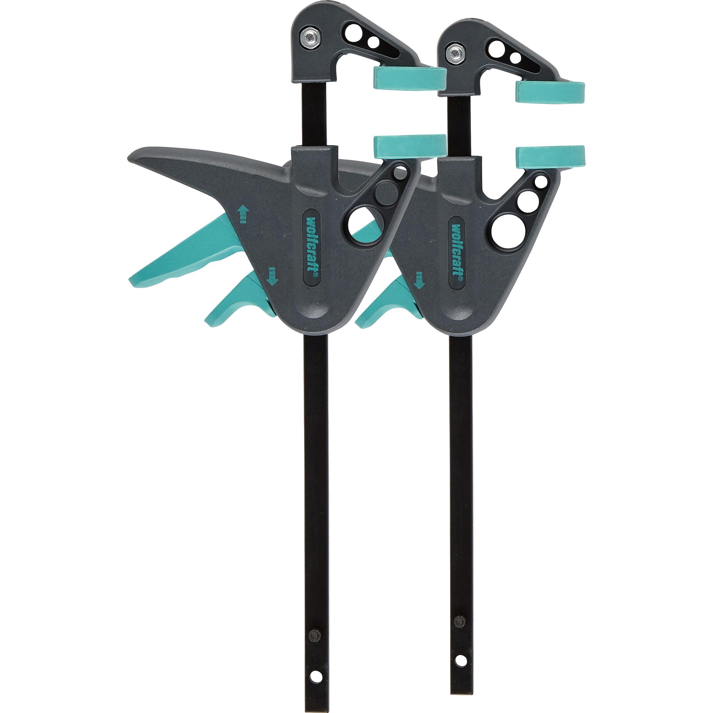 wolfcraft, Schraubstock + Zwinge, 2 Mini-Einhandzwingen EHZ (110 mm)
