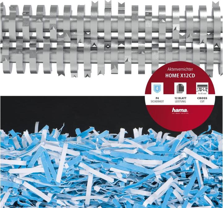Immagine prodotto Hama Trituratore Home X12CD Taglio a striscia 4 x 40 mm 21 l Numero di fogli (max.): 13 Livello di (Taglio striscia)
