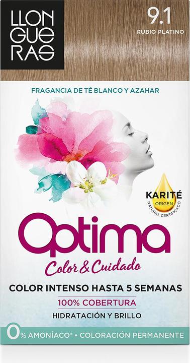 Actual product image Llongueras OPTIMA hair colour #9.1-very light blond cendre (9.1)