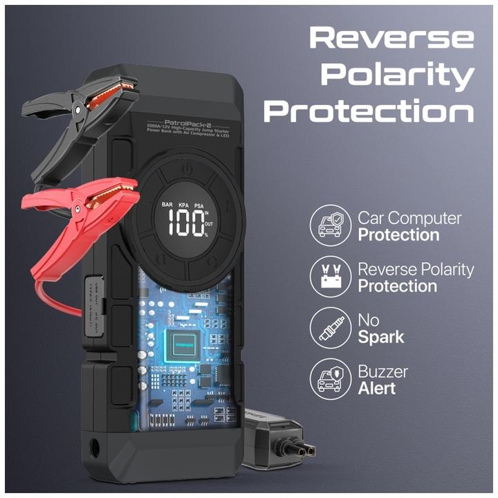 Immagine prodotto ProMate Avviatore di emergenza per auto ad alte prestazioni PatrolPack-2 (2000 A, 12000 mAh)