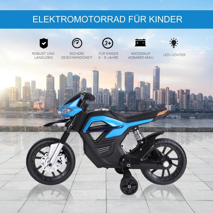 Image du produit Homcom Moto électrique pour enfants 3-6 ans avec roues stabilisatrices 3 km/h maximum Métal + plastique