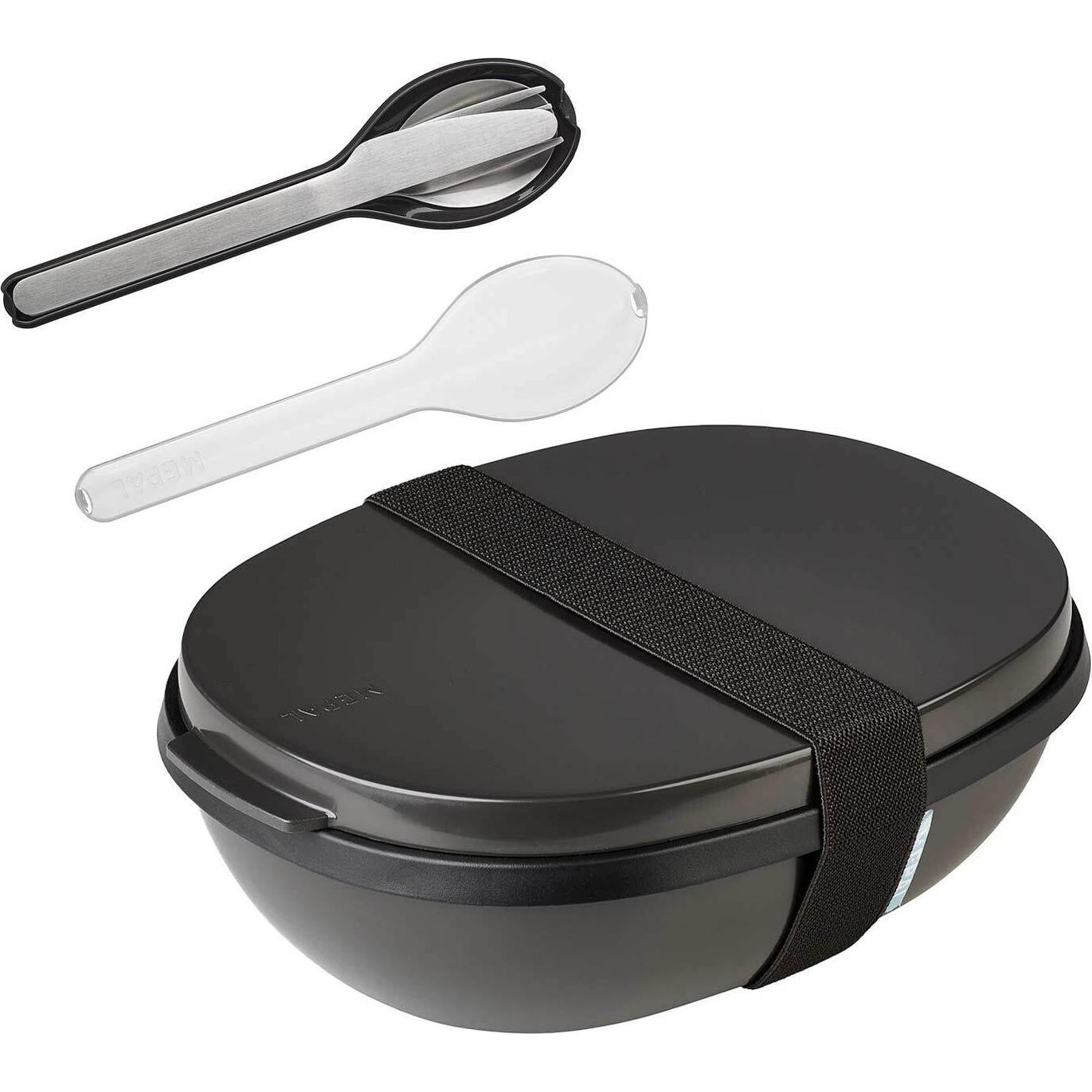 Mepal Ellipse Lunchbox Duo mit Besteck, Lunchbox, Schwarz