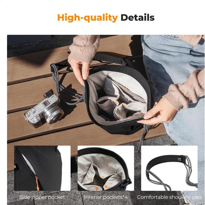 Actual product image K&F Concept Sling Bag 5L Urban Wander (Black) (Camera shoulder bag, 5 l)