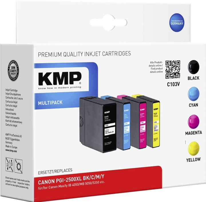 Image du produit KMP C103V Multipack BK/C/M/Y compatible avec Canon PGI-2500 XL (C, CF, M, Y)