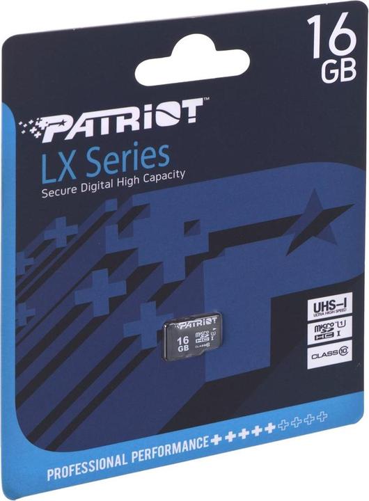 Image du produit Patriot PSF16GMDC10 Carte mémoire MicroSDHC UHS-I Class 10 (16 Go, microSDHC, U1, UHS-I)