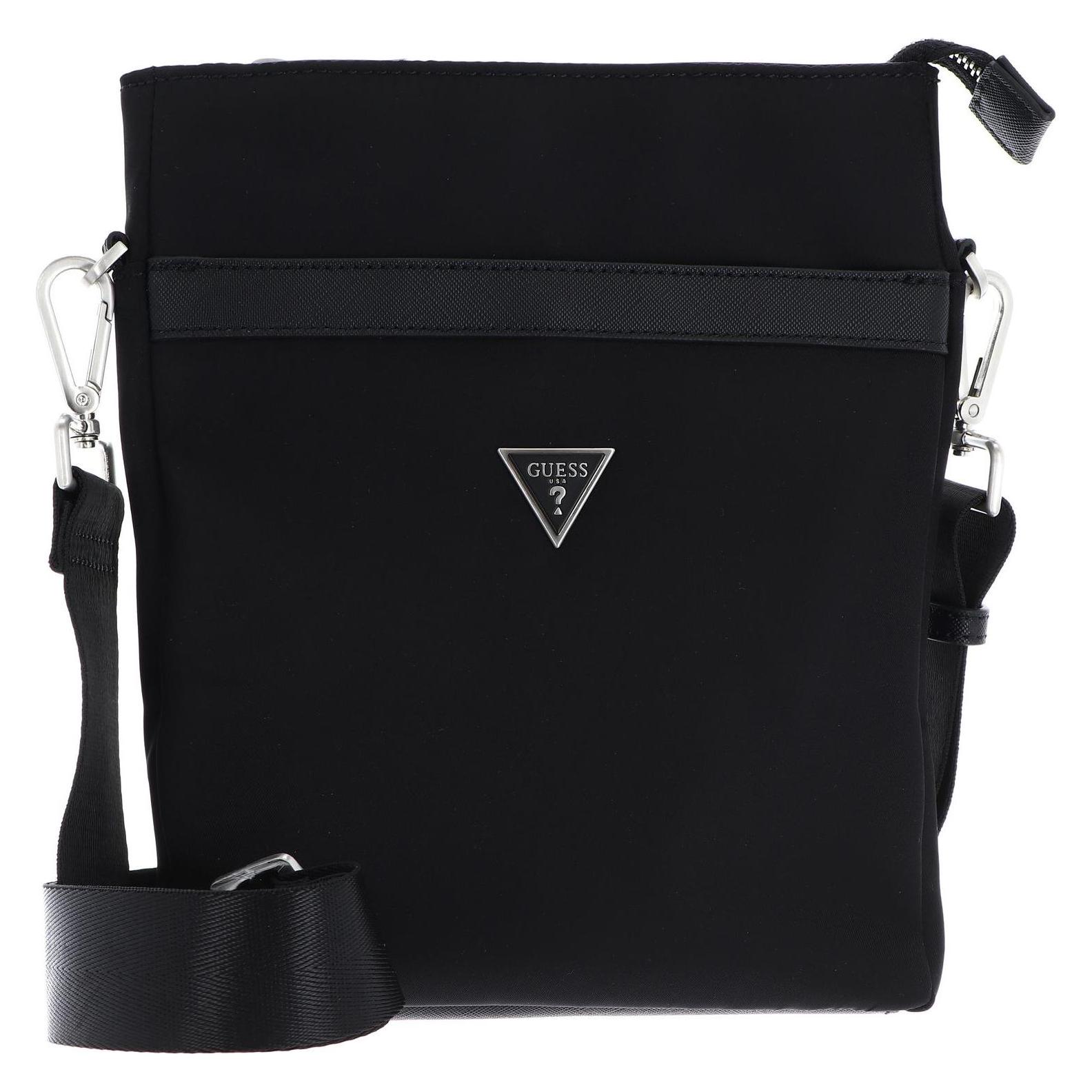 Guess, Unisex, Handtasche, Certosa Nylon Eco Crossbody Flat With Front Zip, Schwarz