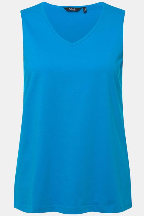 Produktbild Ulla Popken Top, 2er-Pack, Ringel/uni, V-Ausschnitt, ärmellos (42, 44)