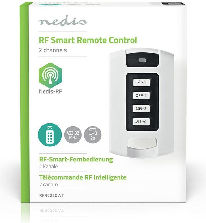 Immagine prodotto Nedis Telecomando RF a 2 canali - Bianco (Telecomando universale, Radio frequenza (RF))