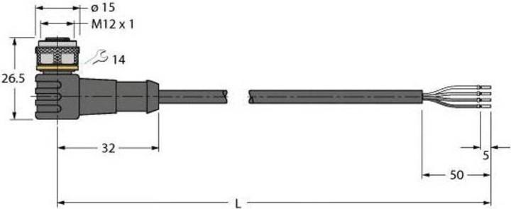 Actual product image Turk TURCK WKC4.4T-5/TXL Actuator and sensor cable / PUR, Ansch WKC44T5TXL (5 m)