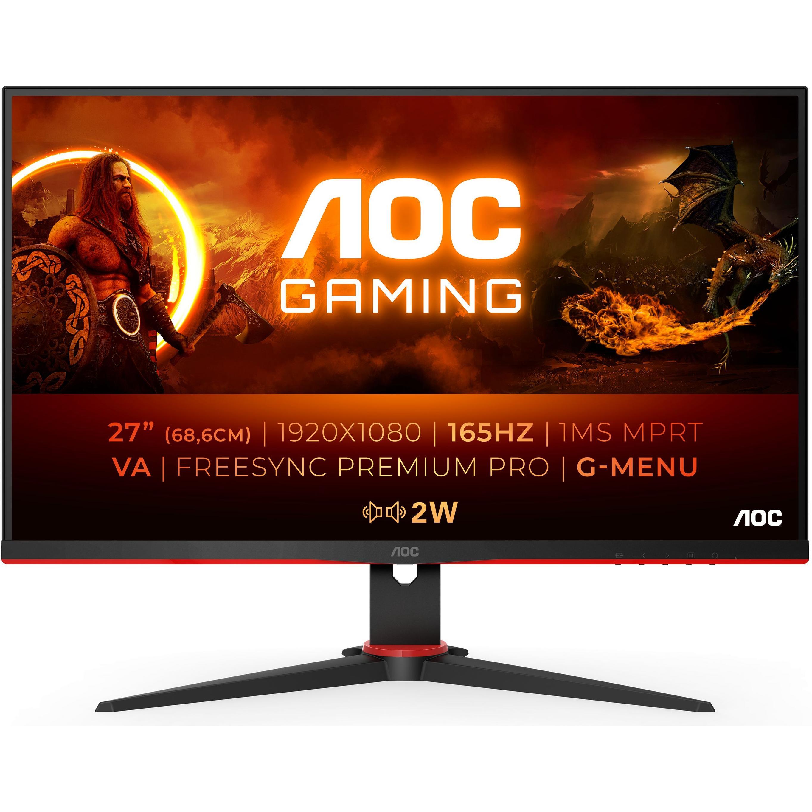 AOC 27G2SAE/BK (1920 x 1080 Pixel, 27"), Monitor, Schwarz, Rot