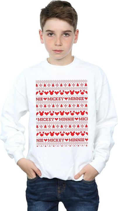 Actual product image Disney Boys Mickey And Minnie Christmas Fair Isle Sweatshirt (128)