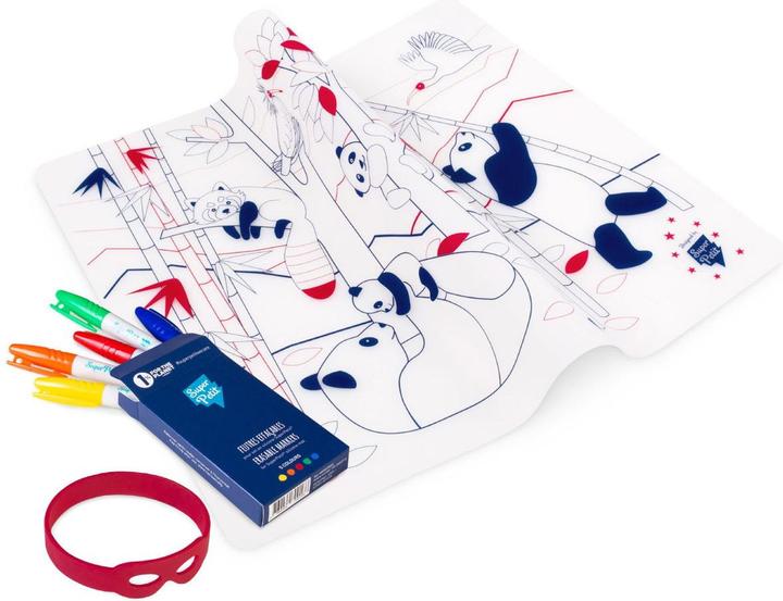 Actual product image Super Petit Silicone placemat against boredom "Panda Wildlife (1 pcs., 40 x 30 cm)